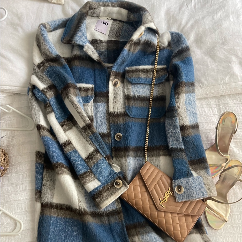 SO long flannel jacket with buttons